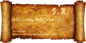 Várady Márta névjegykártya